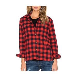 Current/Elliott Red Black Plaid Sherpa Shacket Jacket Size 1 (Small)